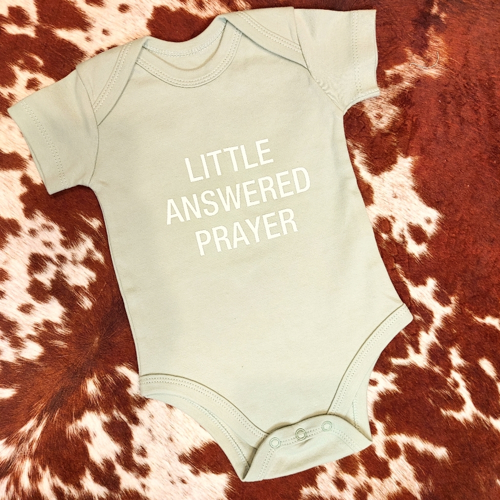 ABOUT FACE DESIGNS "LITTLE ANSWERED PRAYER" ONESIE 3-6 MONTHS